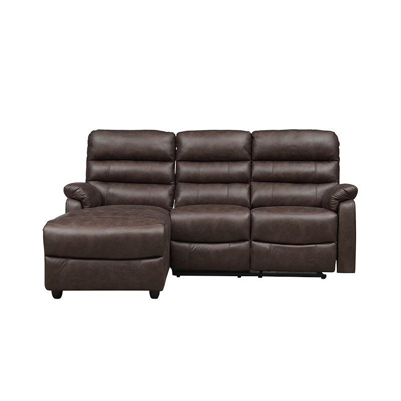 L-förmiges, bequemes dreisitziges, modulares Sofagarnitur aus Leder mit Ottomane