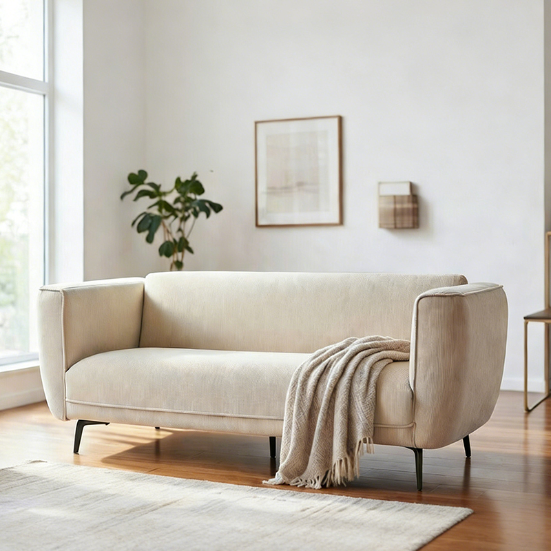Modernes Zweisitzer-Sofa mit Cordpolsterung und Metallbeinen
