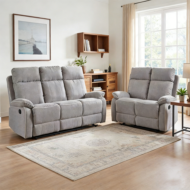 2-teiliges, manuelles Liegesofa-Set mit Stoffbezug