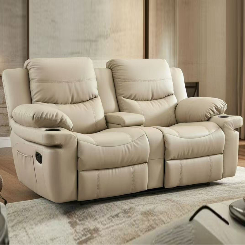 Ledergepolsterter Manual Motion Loveseat Liegestuhl