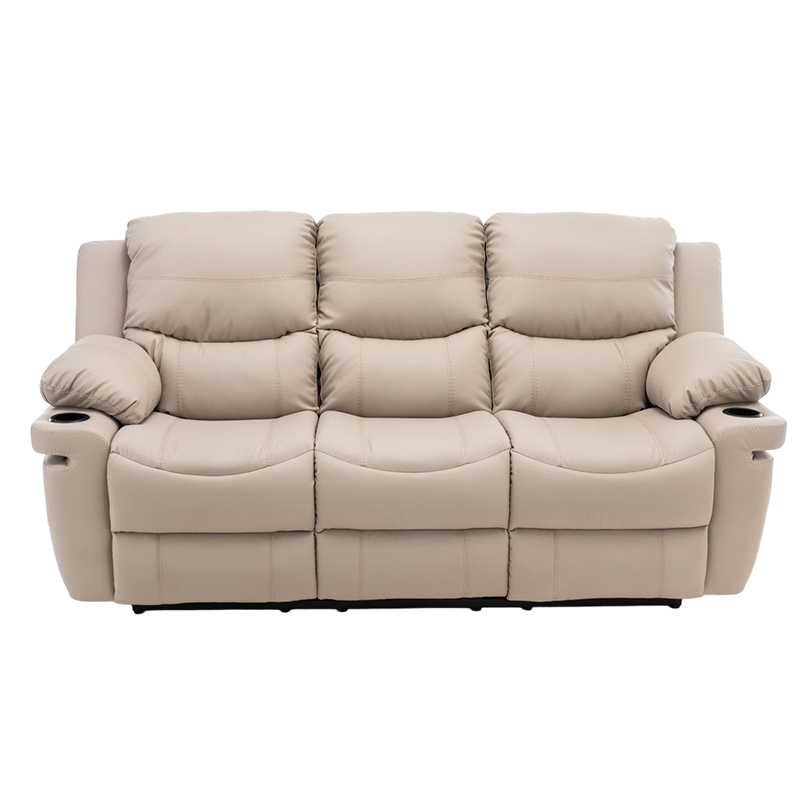 85,4-Zoll-3-Sitzer-Liegesofa aus Leder mit gepolsterten Armlehnen