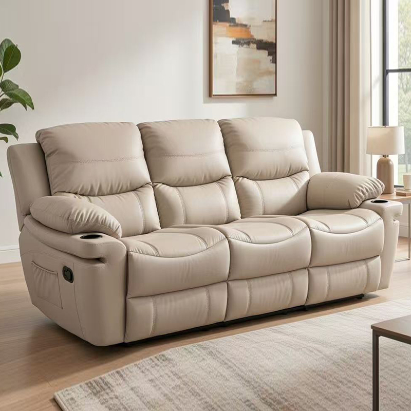 85,4-Zoll-3-Sitzer-Liegesofa aus Leder mit gepolsterten Armlehnen