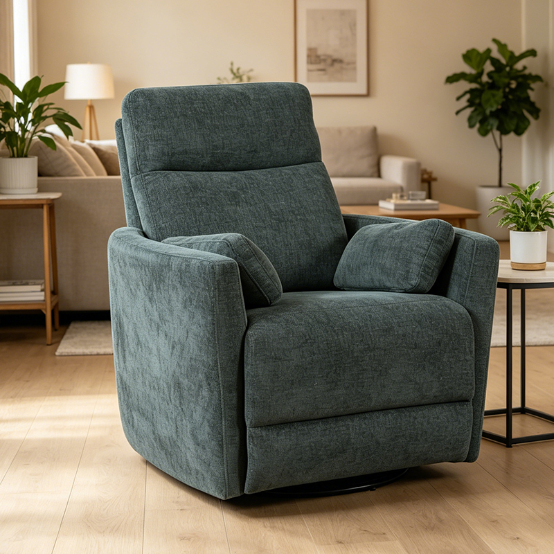 Moderner drehbarer Glider-Liegestuhl aus Chenille mit Kissen