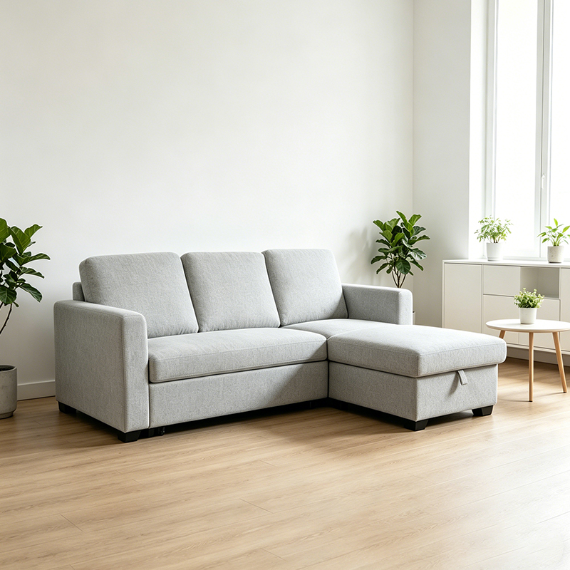 Wendbares Schlafsofa mit Stauraum und Chaiselongue